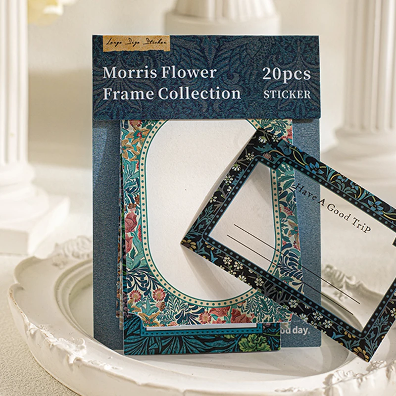 

Mr.Paper 6 Packs Morris Flower Frame Series Stickers, Large Size Dual-Material Vintage Border Stickers for Journal Scrapbooking