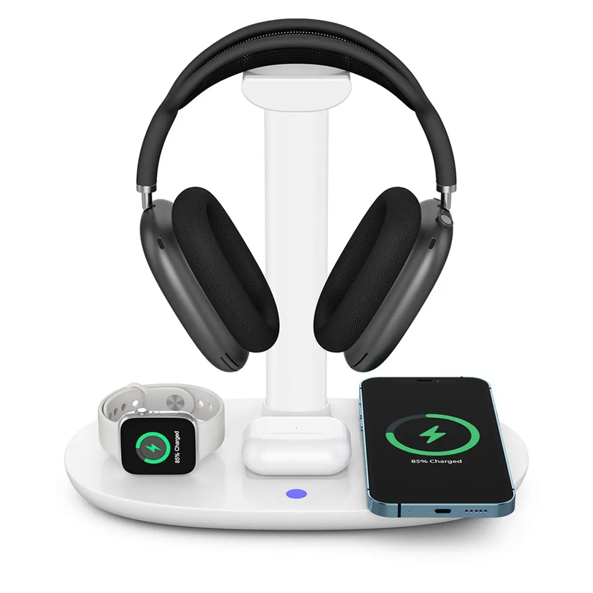 update. Multi Purpose 4 in 1 Wireless Charging Headphone Stand with Detachable Desk Holder for Headsets,Watch Organizer Station