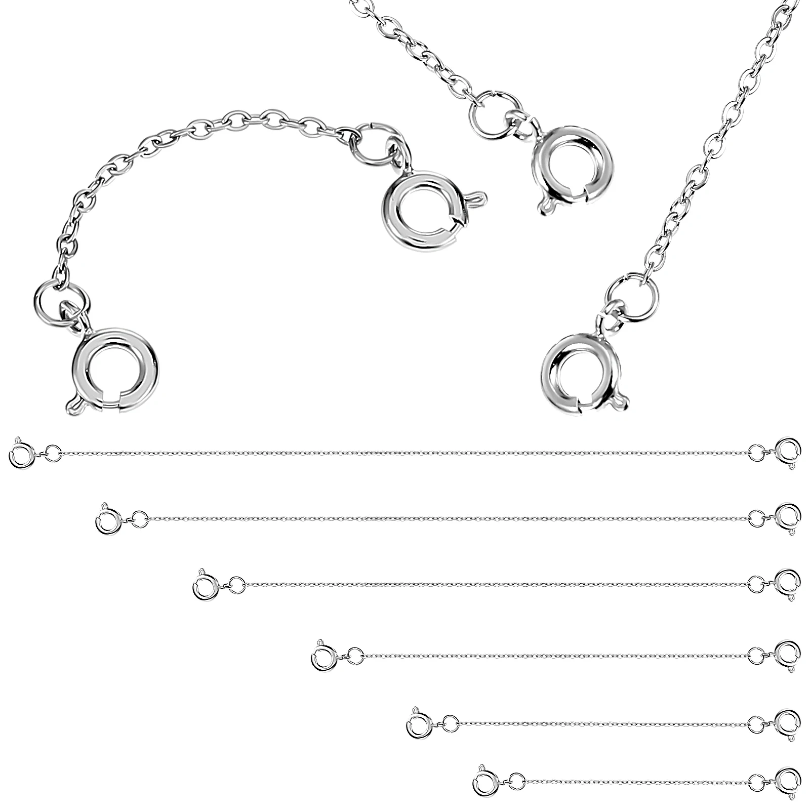 

6 Pcs Silver Necklace Chain Extender for Jewelry Making Length Extenders Extension Chains