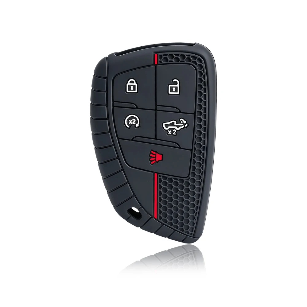 For GMC Sierra Chevrolet Silverado 1500 2500HD 3500HD Silicone 5 Buttons Car Key Fob Ring Chain Cover Case 2024 2025 Accessories view 2
