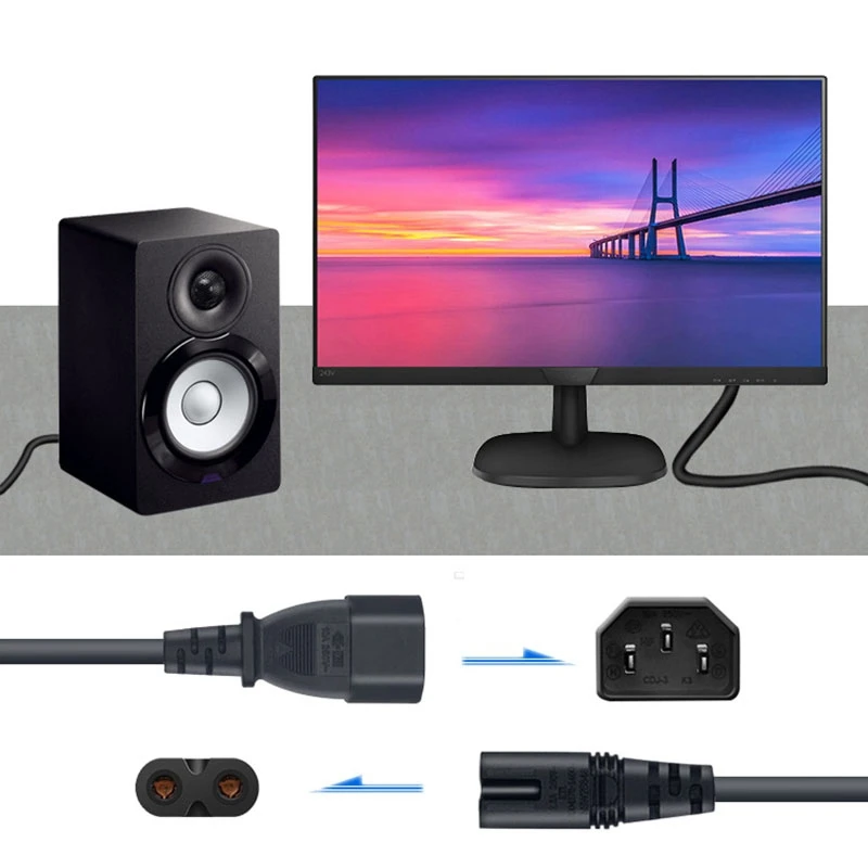 Cable adaptador convertidor IEC de 3 pines C14 macho a C7 hembra para hervidor PDU UPS (2,0 M)