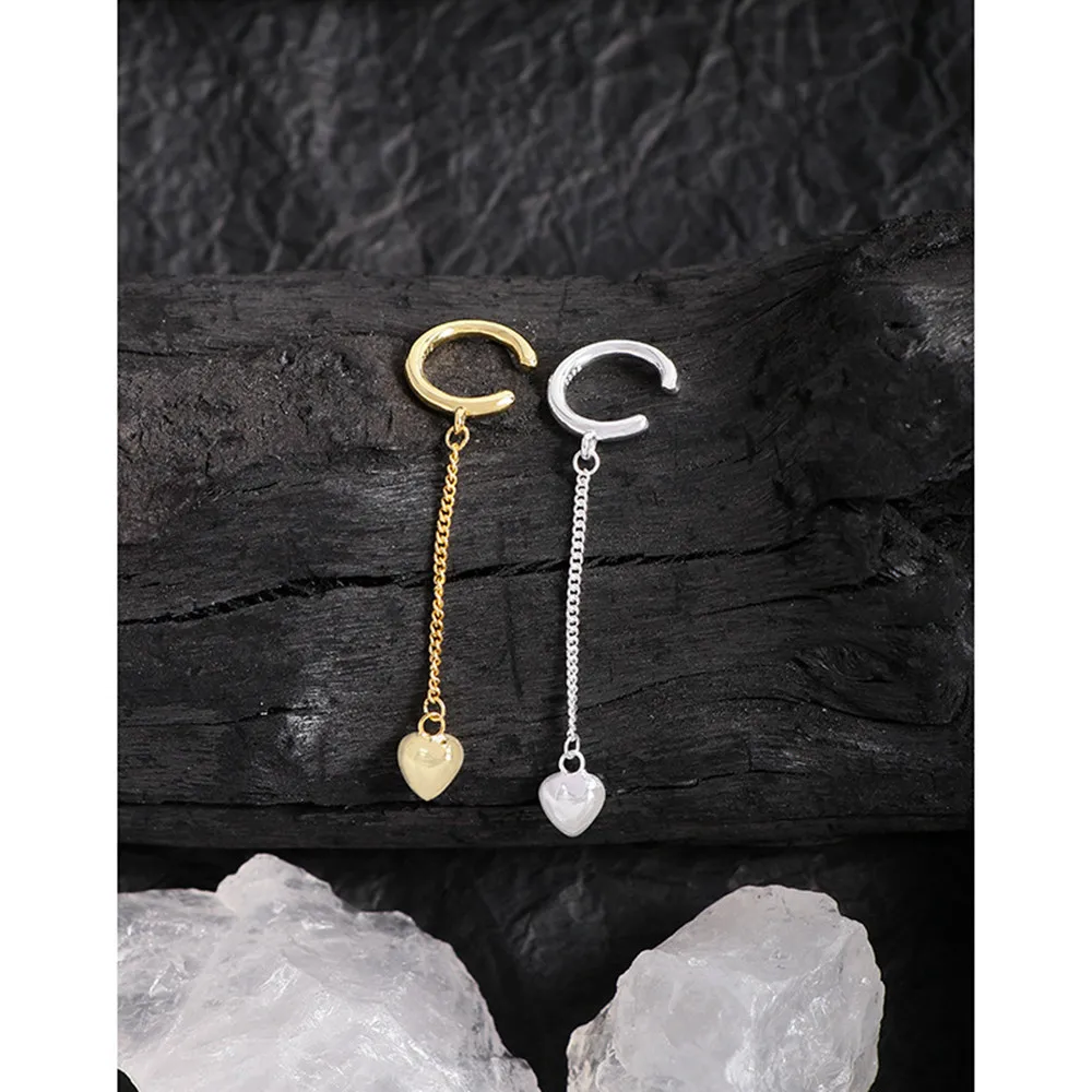 

Korean INS Niche Heart Tassel Ear Cuff | Single S925 Silver Non-Pierced