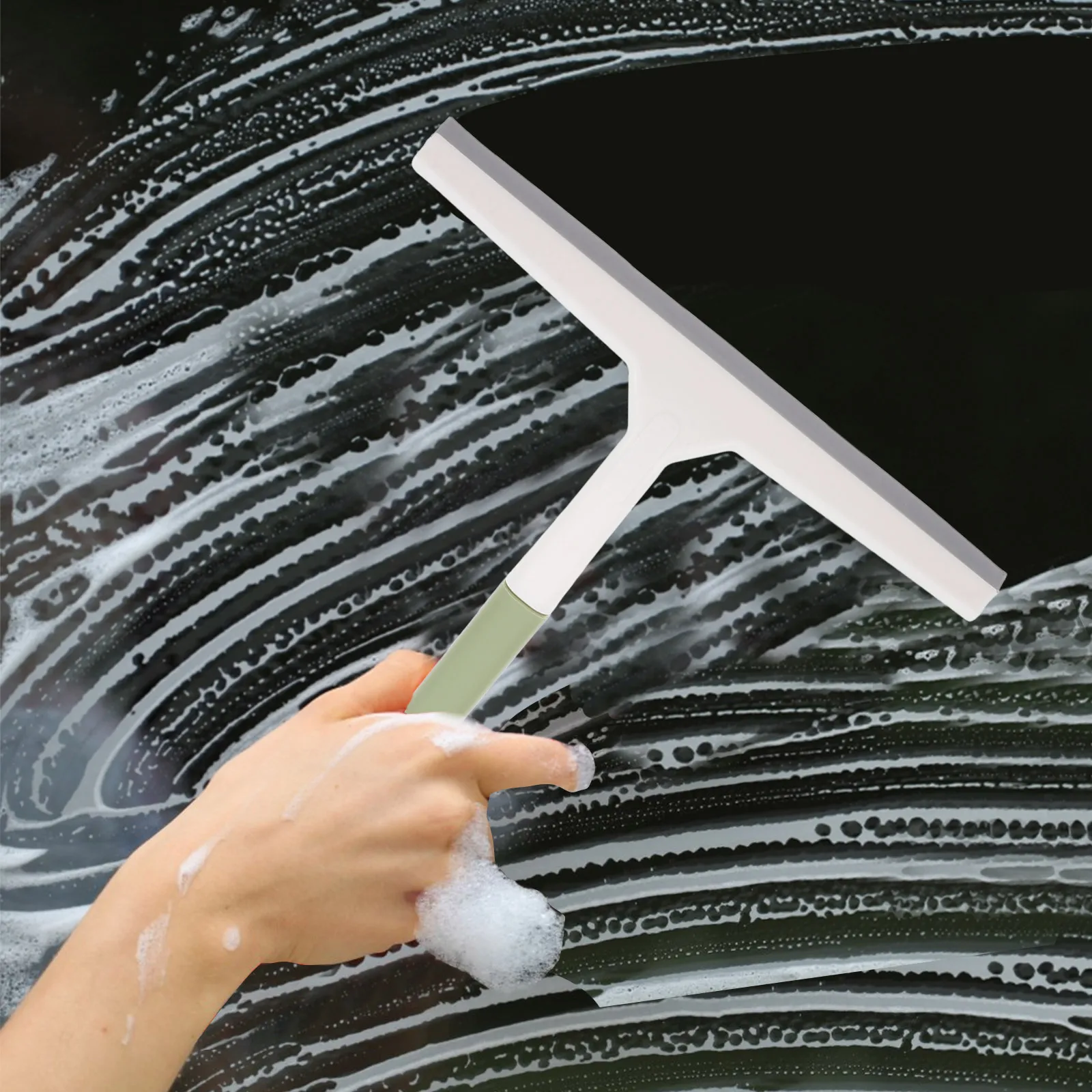 

JECOMPRIS Shower Squeegee Window Cleaner for Bathroom Glass Doors Car Windshield Plastic Rubber Wiper