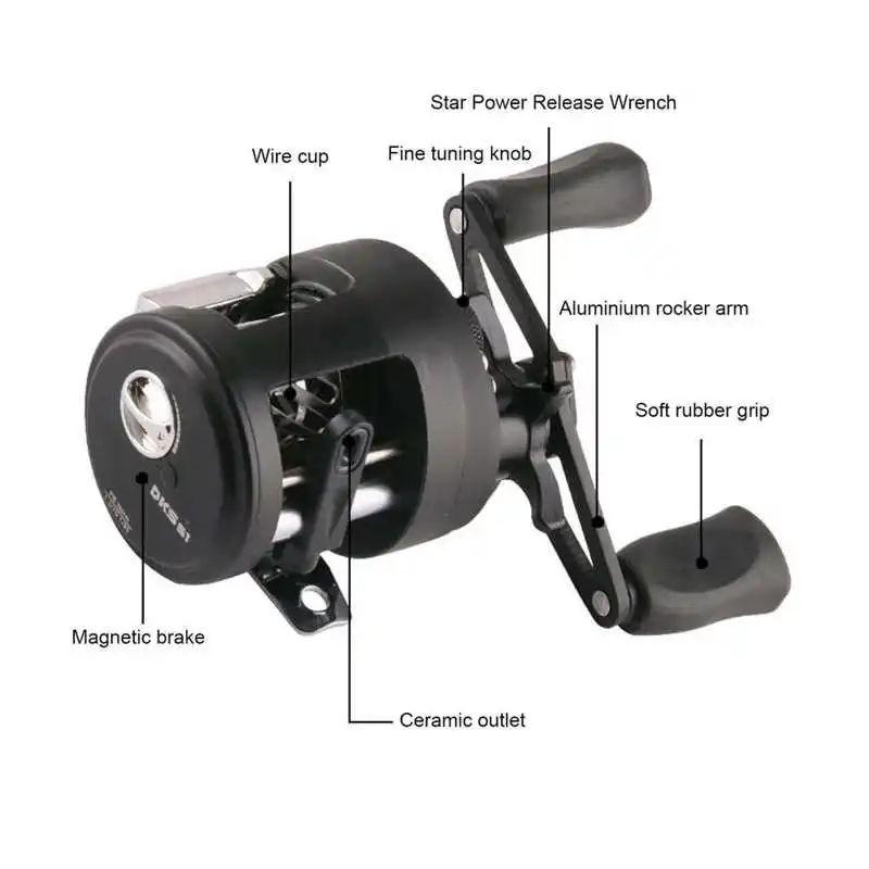 DKS  Baitcasting Reel 6.2:1 Long Range Lure Fishing Drum Wheel 5KG  Drag Micro Object Baitcaster Fishing Reel