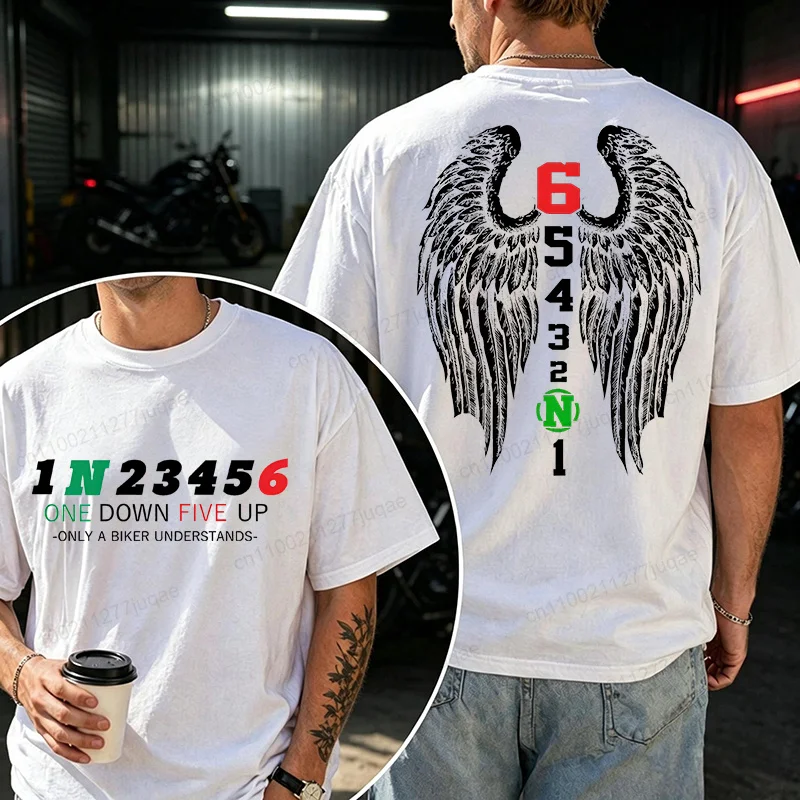Summer Fashion ​​Y2k Clothes 1N23456 Motorcycle Gear Shift Motorcyclist Biker Motorbike T-Shirt Men Funny Motorcycle Day Tops