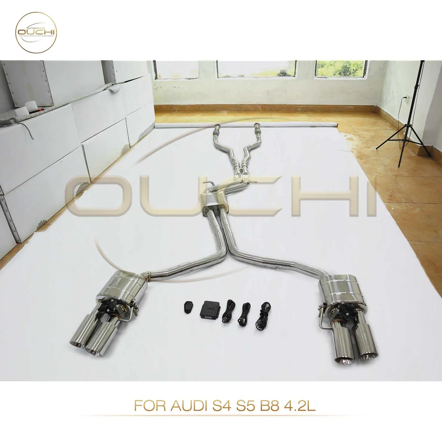 

High Performance Catback For AUDI S4 S5 B8 4.2L OUCHI Stainless Steel Exhaust System Auto Parts Electronic Valve Muffler Tips