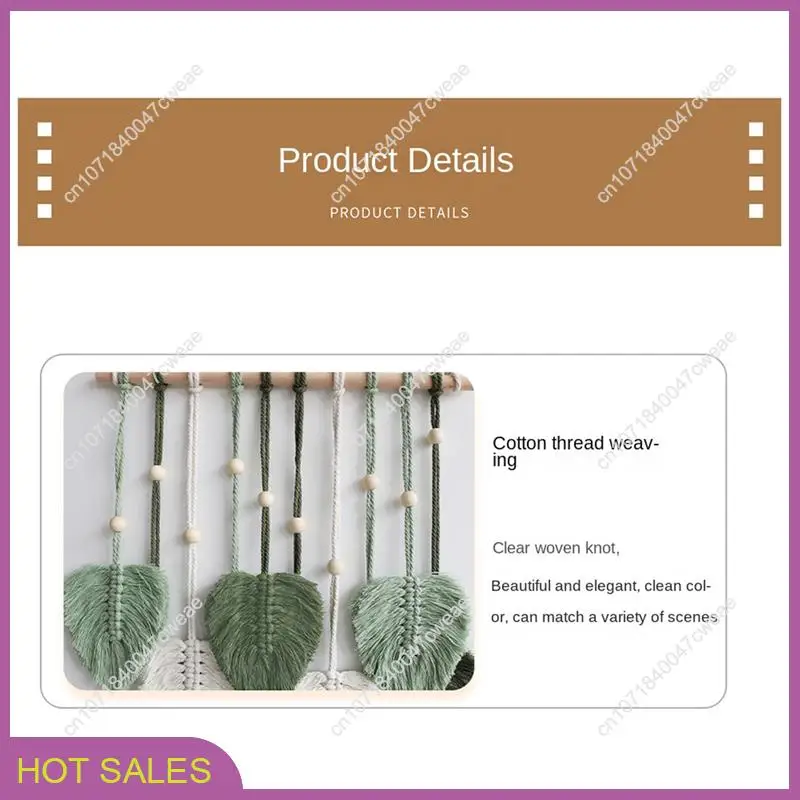 

10X Leaf Macrame Wall Hanging Boho Room Home Decor Woven Aesthetic Wall Tapestry Home Room Wedding Decoration Green-A98U