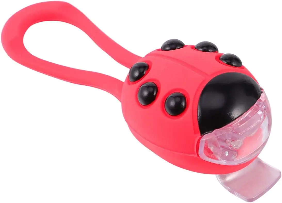 Children Bicycle Ladybug Light Bike Front/Rear Lights Scooter Light Silicone LED Cute Ladybug Unisex for Kids and Adults
