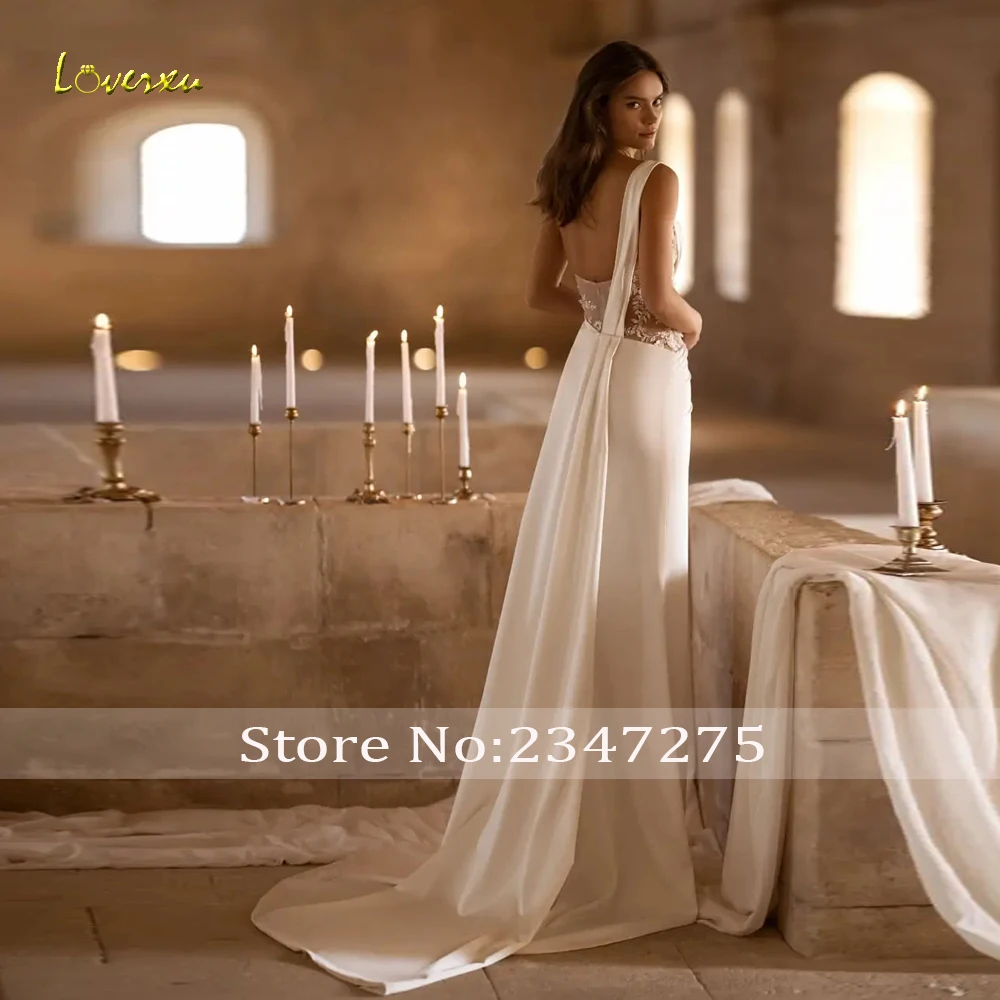 Loverxu zeemeermin mat satijnen trouwjurken lieverd een schouder vestido de novia kant 3d bloemen op maat gemaakte bruidsjurk