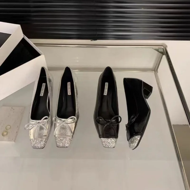 

Новая женская обувь, модные универсальные женские сандалии, удобные нескользящие туфли на высоком каблуке с неглубоким носком, туфли на грубом каблуке