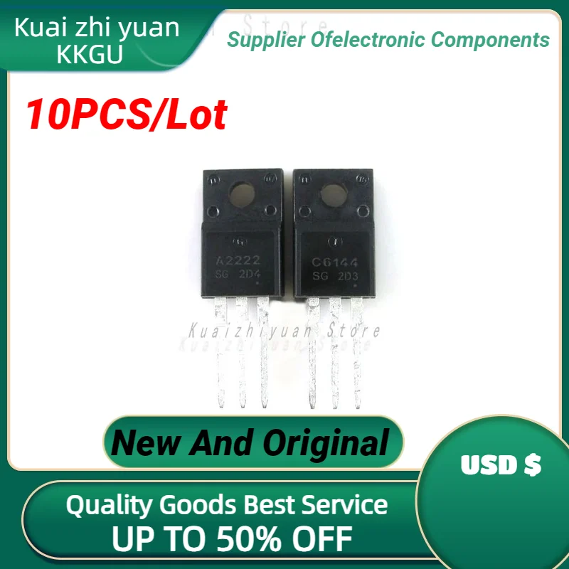 

10PCS/Lot New And Original =5pairs ( 5pcs A2222 + 5pcs C6144 ) 2SA2222 2SC6144 TO-220F In Stock