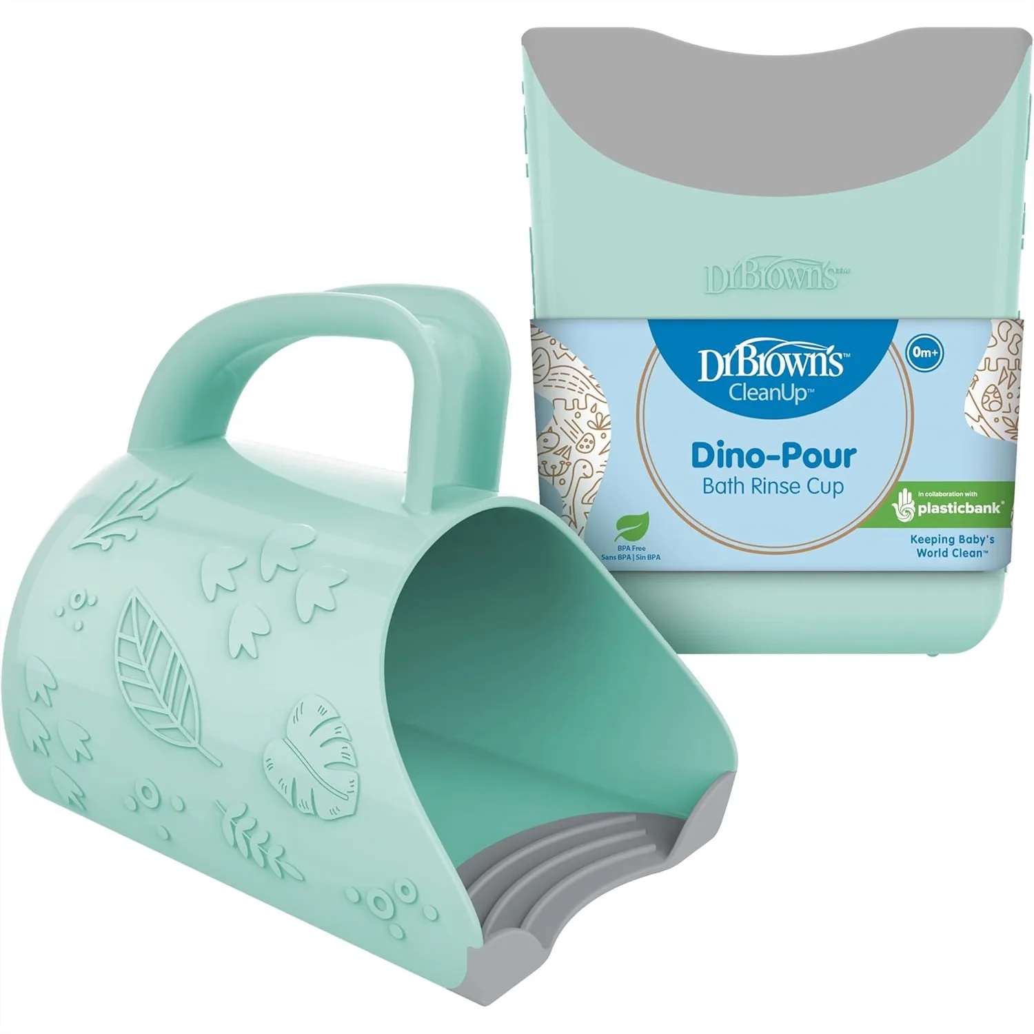 Baby Bath Rinse Cup, Dino-Themed Tear-Free Rinsing, BPA Free, 24oz Large Open Cup with Flexible Edge and Easy-Grip Handle