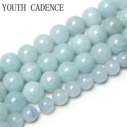 Natuurlijke Grijs Blauw Aquamarines Chalcedoon Stone Ronde Losse Kralen Voor Sieraden Maken Diy Armbanden Handwerken Accessoires 6-10Mm