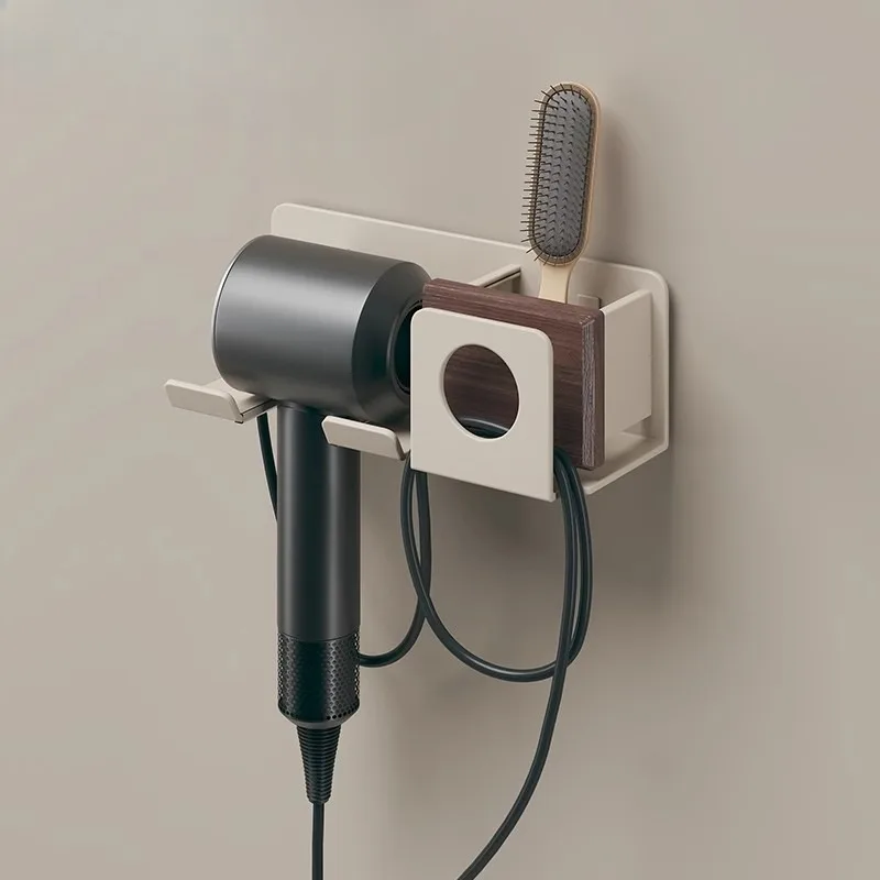 

Настенная съемная круглая полка для фена из орехового дерева, стеллаж для хранения фена, съемная полка для фена в ванной комнате
