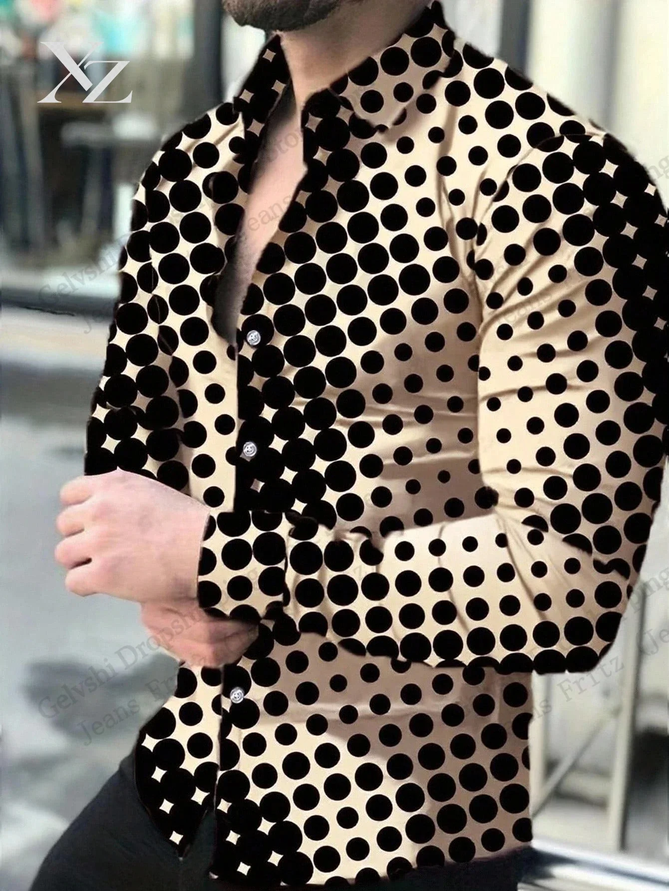 Polka Dot 3d Print Long Sleeve Single-breasted Shirt Men Women Fashion Hawaiian Blouse Camisas Business Social Office Shirt Male