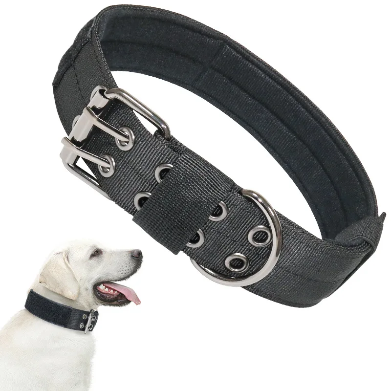 Nylon, Tactical Pet Dog Collar, Five-speed Adjustable Pin Buckle, Large Dog Collar, Traction, Adjustable