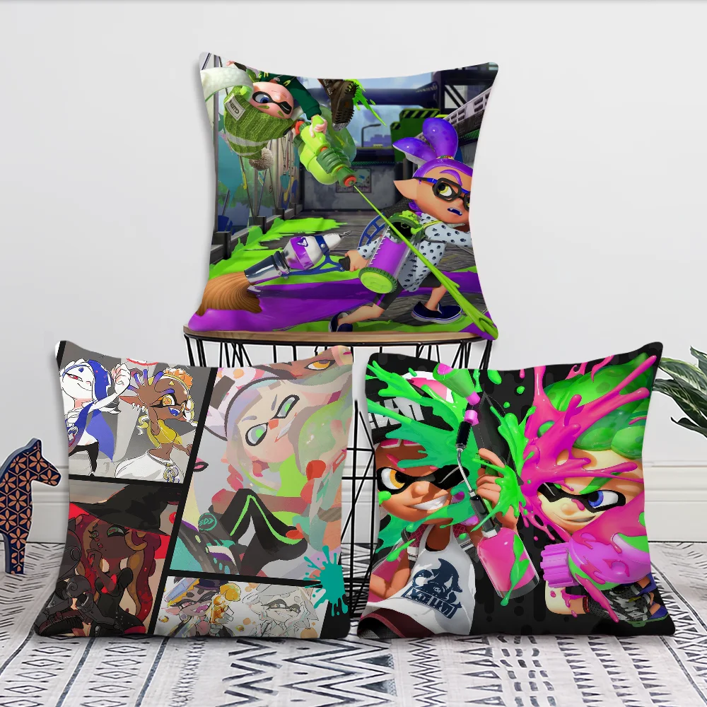 Funny S-Splatoons  Games Pillow Case Square Cushion Room Bedroom Headboard Sofa Living Backrest Car Accessories Nap Time