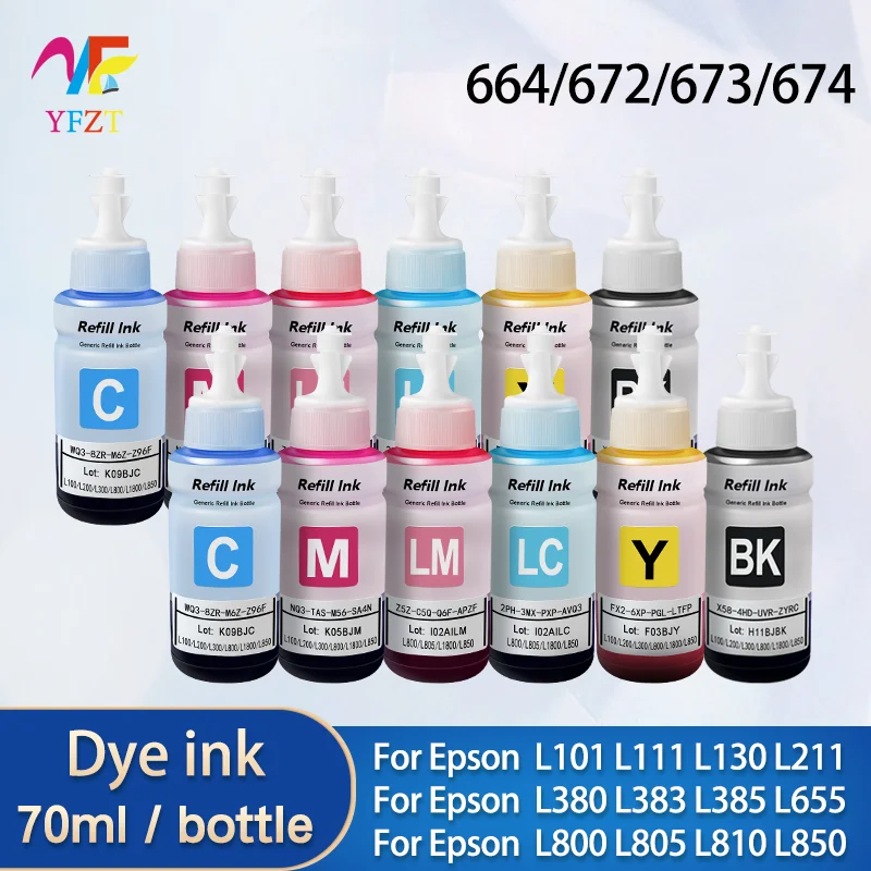 Para Epson T664 T672 T673 recarga de tinta tinte tinta de repuesto Premium para Epson L101 L111 L130L310 L495 L550 L555 L565 L566 L575 L1300 L396