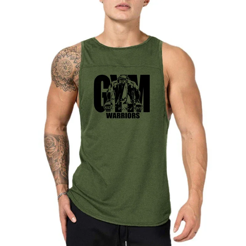 

Gym Stringer Tank Tops Summer Cool Cotton Bodybuilding Breathable Casual T-Shirts Mens Workout Muscle Loose Sleeveless Singlets