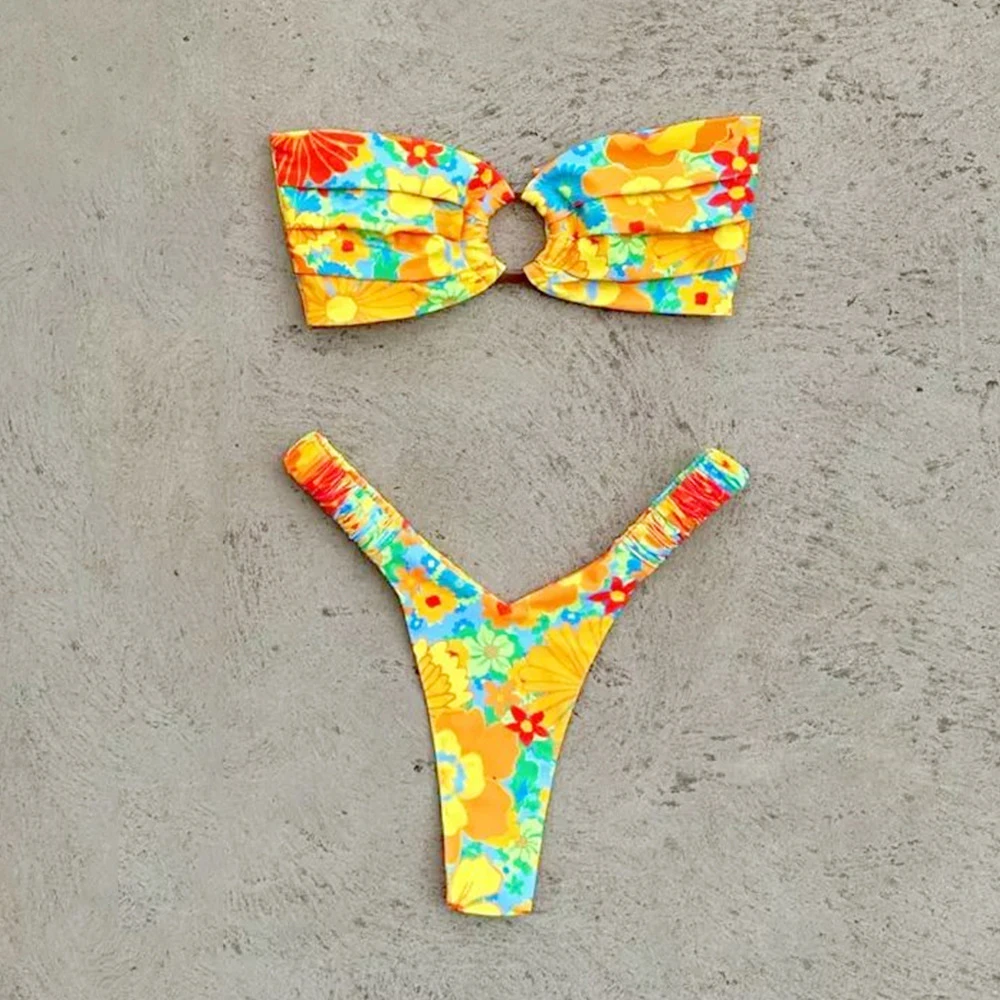 Micro Bikini Push Up Women Swimsuits 2024 Sexy Female Swimwear Brazilian Bikini Set Thong Biquini Swim Suits Print Beachwear