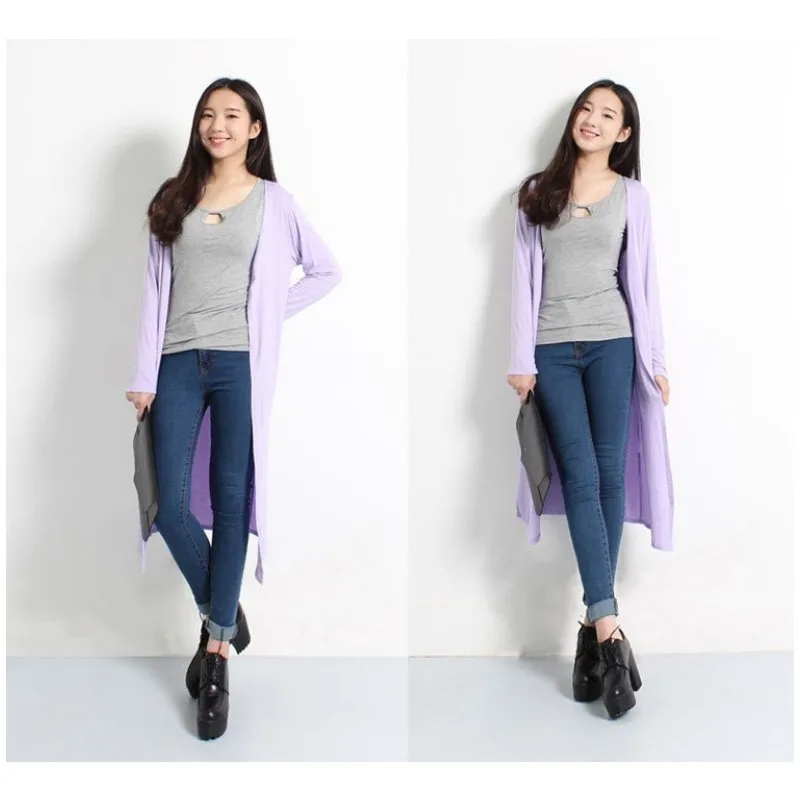 12 Colors Women Modal Long Cardigan Summer Autumn Cardigans Long Sleeve Air-conditioned Coat sun-proof clothing Ladies Outwear