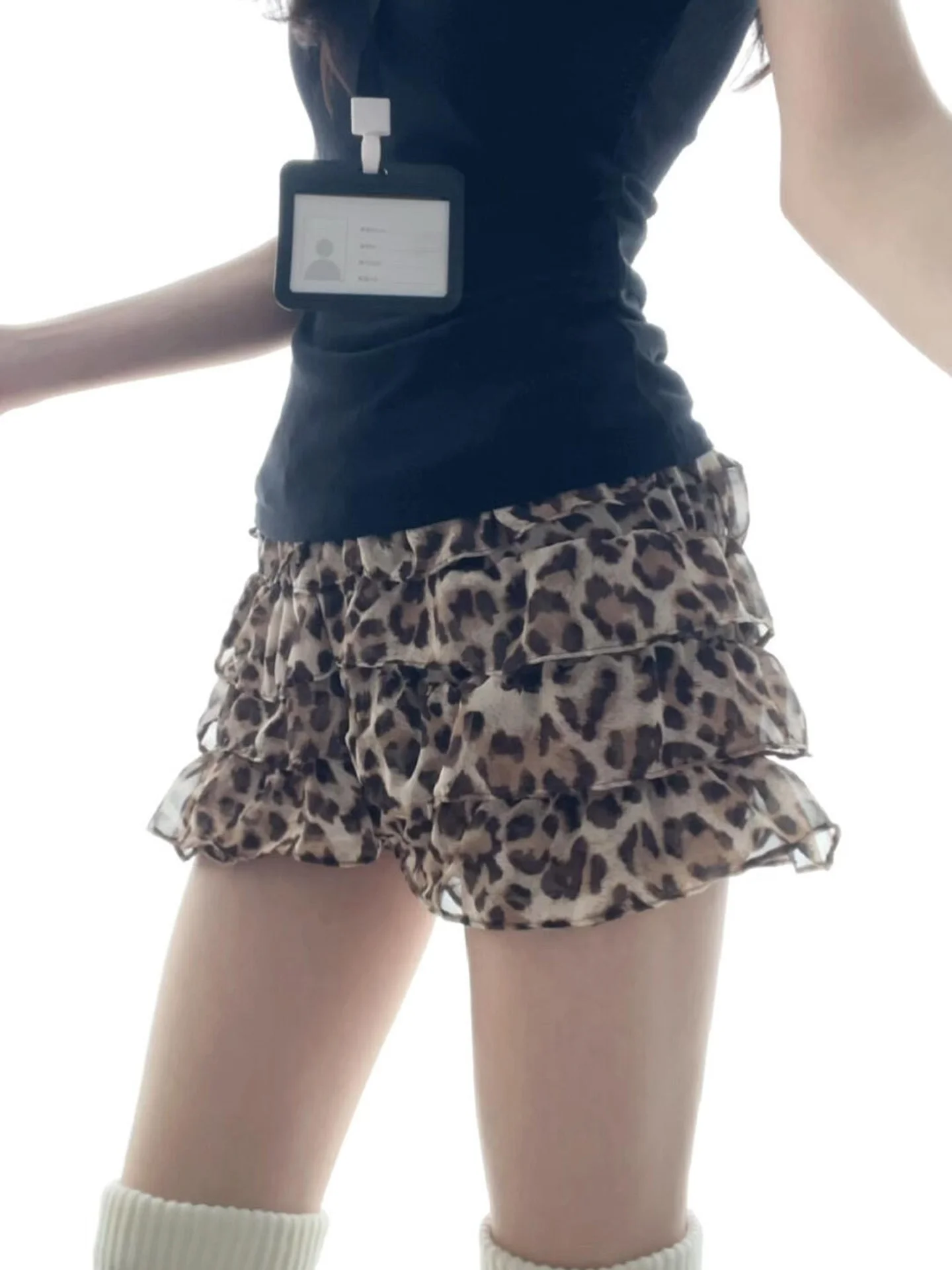 High Waist Short Skirt Women's plus Size A-Line Cake Half Body Skirt Breathable Skin-Friendly High Elasticity Pleated Hem Leo...
