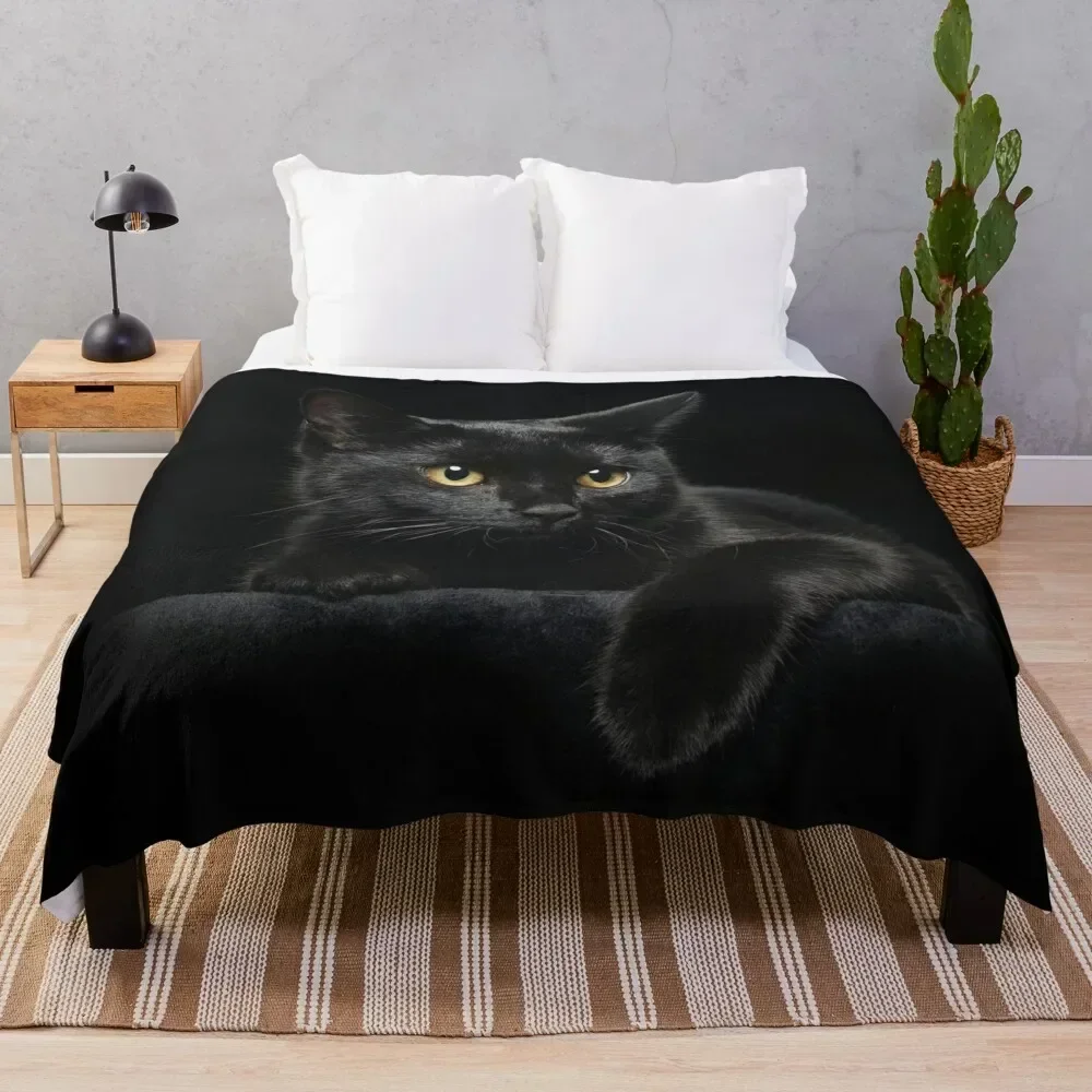 

Black Cat Throw Blanket Fashion Sofas Tourist anime Thins Blankets