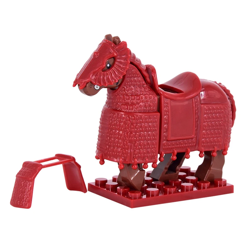 Medieval Movie Knights War Horse Heavy Cavalry Warriors Iron Buddha Warhorse Figures Building Blocks Bricks Toys For Kids gifts