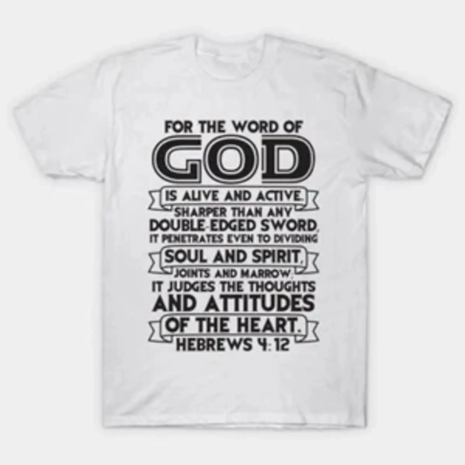 T-shirt « Les Hébreux 4:12 Car la parole de Dieu est vivante et active » S-5XL, livraison rapide, style vintage, effet délavé, respirant, motif graphique tendance