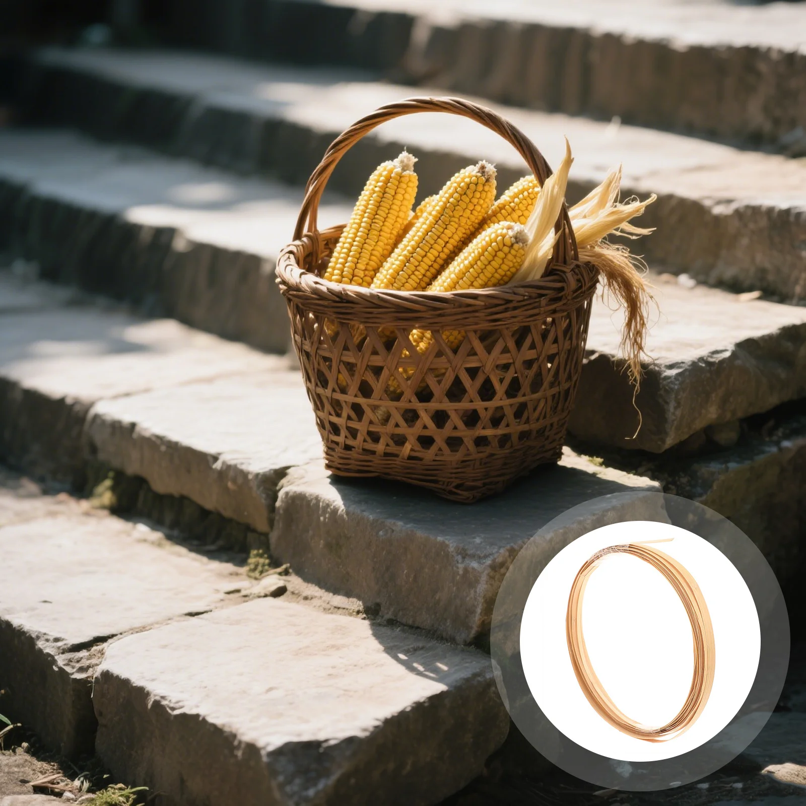 

2 Bundles Bamboo Strips Basket Weaving Material Wide Crafts Making DIY Reed Coil Durable Bamboo Slats for Basket Repair