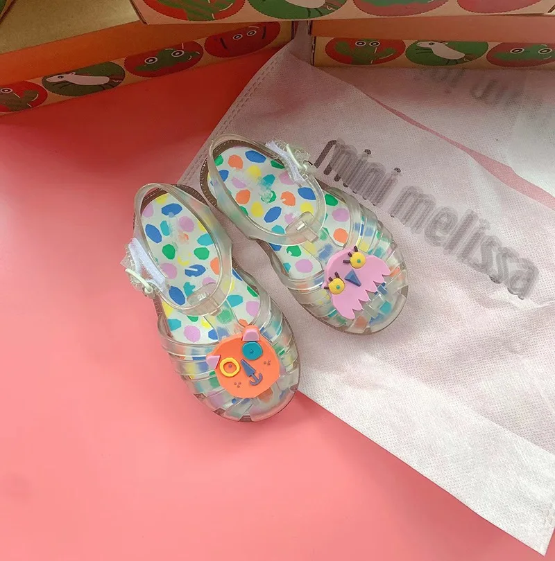 2023 Newest Style Mini Melissa Girl Sandals Children Fashion Boys Roma Jelly Shoes Princess Sunflower Kids Beach Shoes