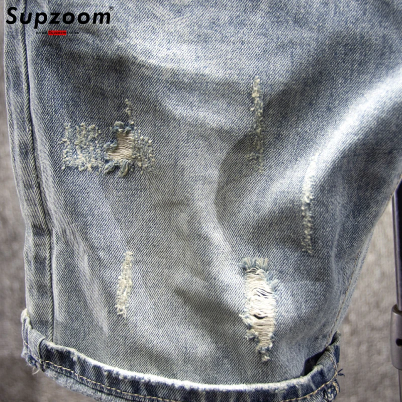 Supzoom-Jeans de algodão casual masculino, nova chegada, venda quente, top fashion, estampado verão, com zíper, caiado de stonewashed, 2022