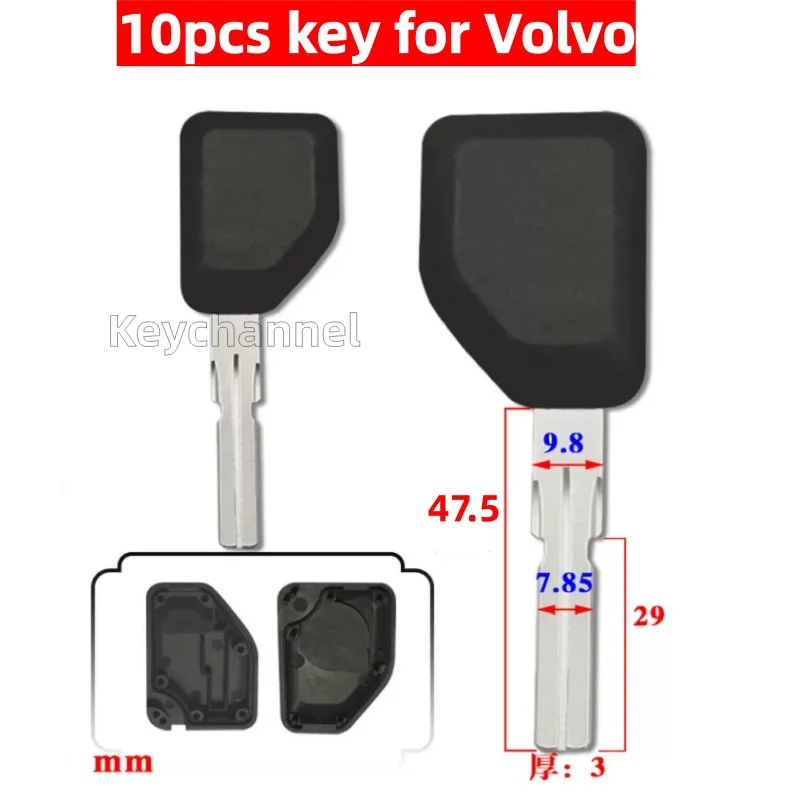 Keychannel 10pcs/bag Non-Transponer Car Key Chip Less Key Key Blade Spare Ignion Key for Volvo XC60 XC90 S60 S80 V70 2001-2009