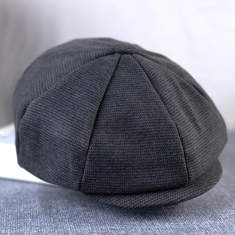 New Vintage Męska Wełniana Czapka Newsboy Ciemnoszara Kobiety Mężczyźni Berety Klasyczne Wełniane Ośmiokątne Czapki Casual Gatsby Flat Hat B-2