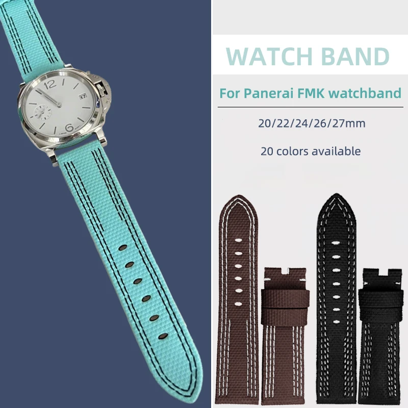 22 24 مم حزام مطاط FKM قابل للتخصيص لـ Panerai Luminor غاطسة PAM01122، PAM441، أزرق داكن/أسود/بني/رمادي/وردي 20,26 مم
