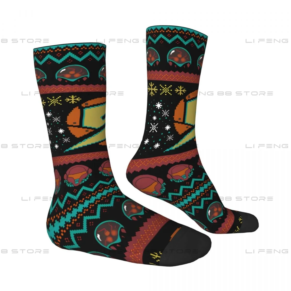 Metroid Samus Aran Game Samus Ugly Sweater Men Women Socks Cycling Novelty Spring Summer Autumn Winter Stockings Gift