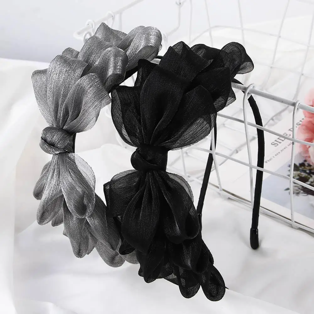 Ribbon Big Bow Floral Shining Hair Band Women Hair Accessories Hair Hoop Flower Lace Bow Head Band