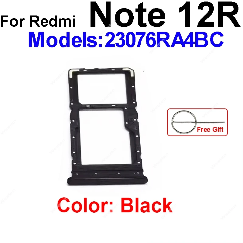 Sim Card Tray For Xiaomi Redmi Note 12R Note 12R Pro Note 12 Turbo Sim Card Reader Holder SIM Card Slot Replacement Repair Parts