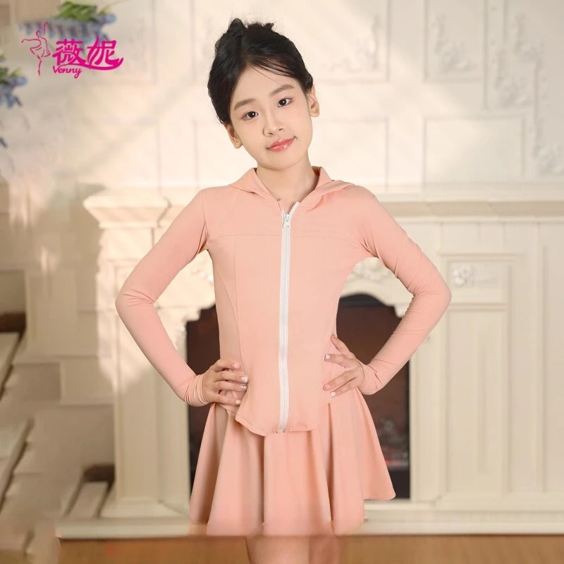 

Vennystyle Latin Dance Dress Women's Training Set Long Sleeve Cover-Up & Mini Skirt Practice Outfit