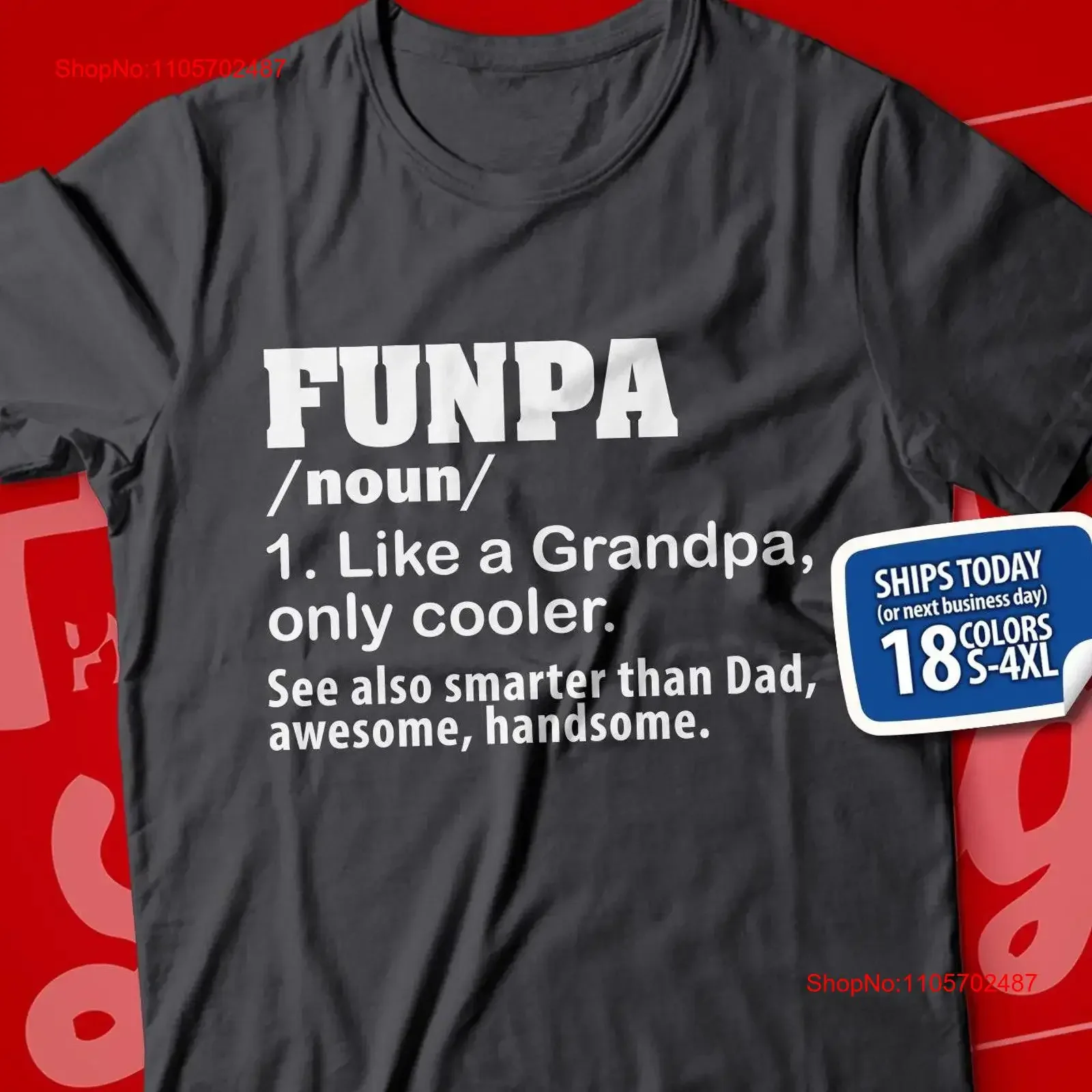 Funpa T Shirt Definition Grandpa Christmas Funny Father Day Grandfather New To Be vintage Washed Stretched Casual Slightly