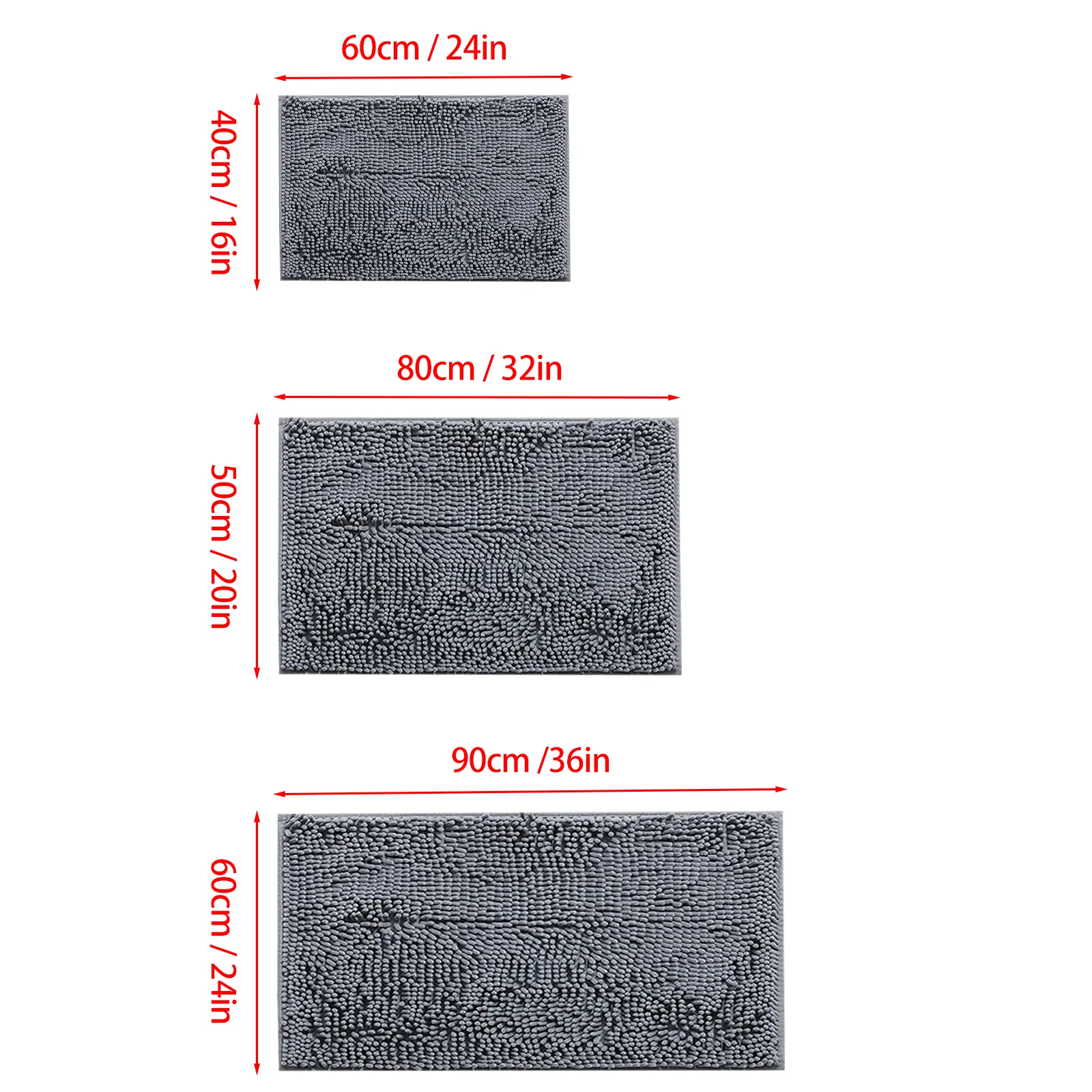 Chenille Absorbent Soft Plush Bathroom Mats Are Machine Washable, Non-Slip Bathroom Rugs For Bathtubs And Showers