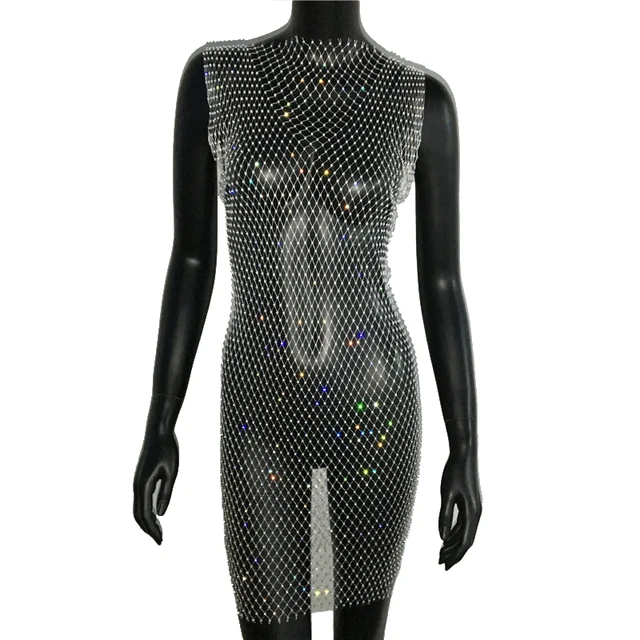 fishnet glitter dress Glam Catch Open Back Sequin Fishnet Mini Dress main image 0
