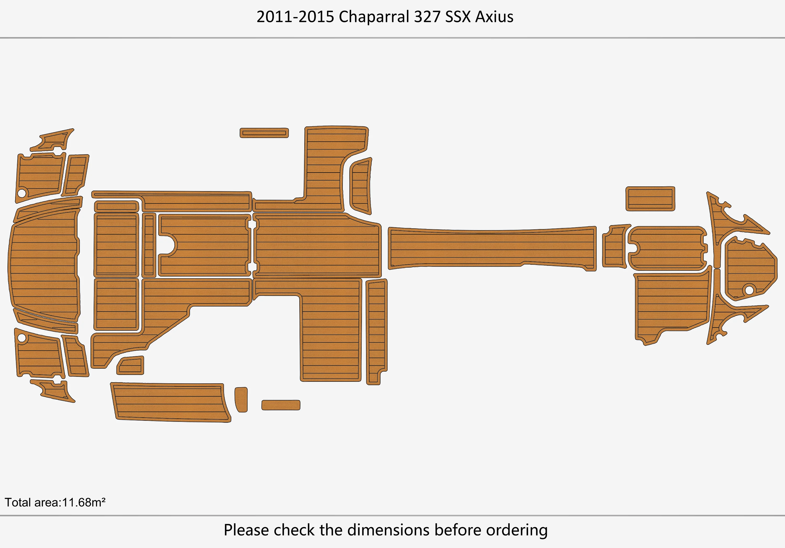 Eva foam Fuax teak seadek marine floor For 2011-2015 Chaparral 327 SSX Cockpit Swim platform bow 1/4