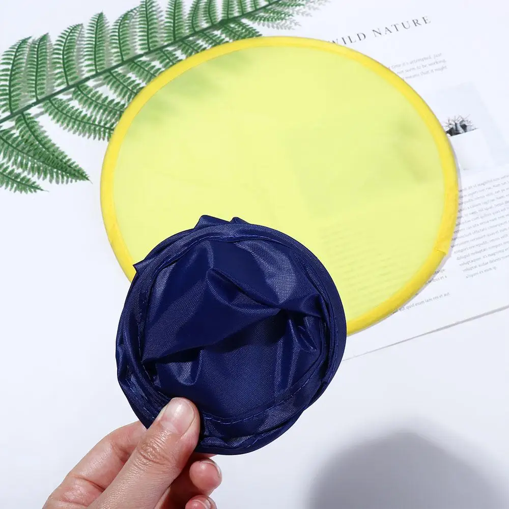 Collapsible 2023 Nylon for Outdoor with Pocket Summer Folding Fans Child Toy Circular Fan Flying Disk