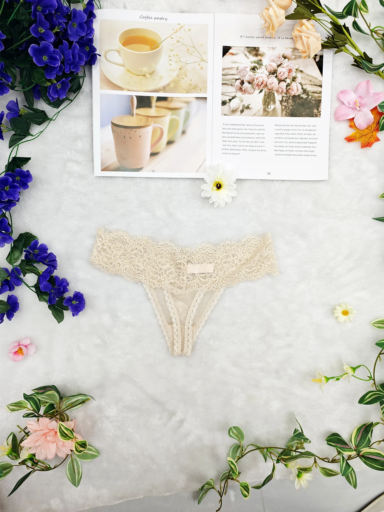 4 قطع/مجموعة سراويل رفيعة شبه شفافة مثيرة ومزينة بالدانتيل للفتيات، سراويل T منخفضة الخصر، قابلة للتنفس #6