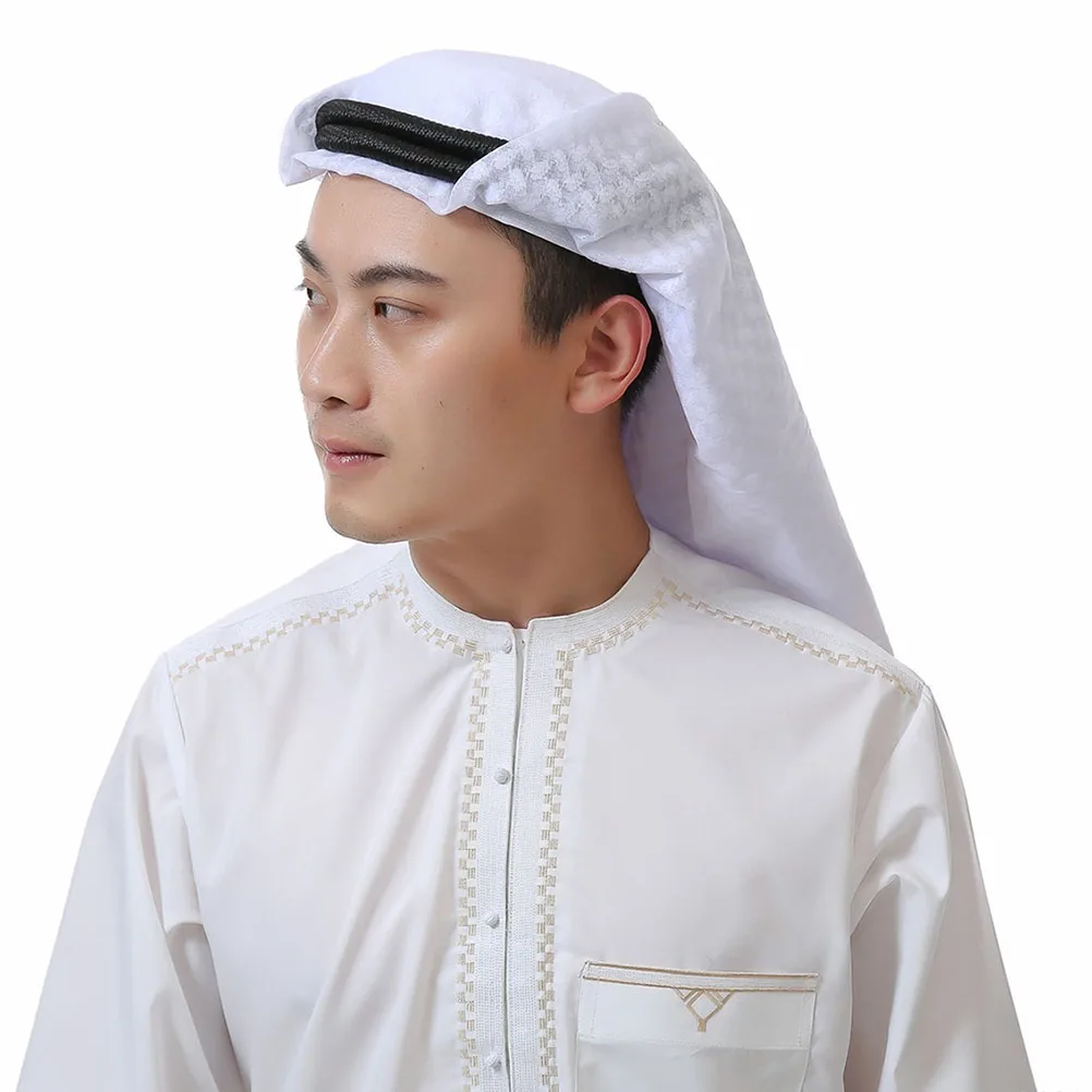 

2pcs Men's Headscarf Headbands Black Arab Turban Bandanas Middle Eastern Costume PU Material Hair Rope Fix Shemagh Practical