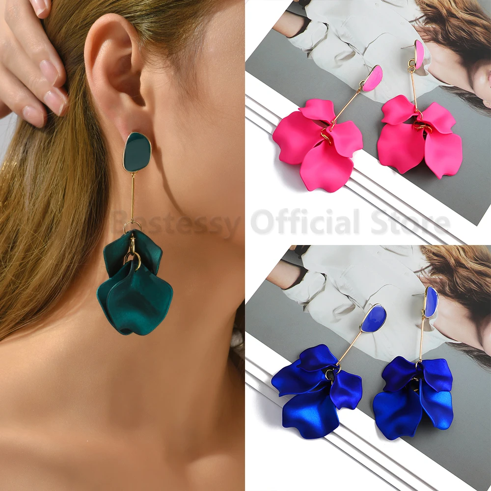 Luxury Original Design Acrylic Flower Petal Drop Earrings For Women Korean Fashion Piercing Ear Accessories Elegant Jewelry Fall