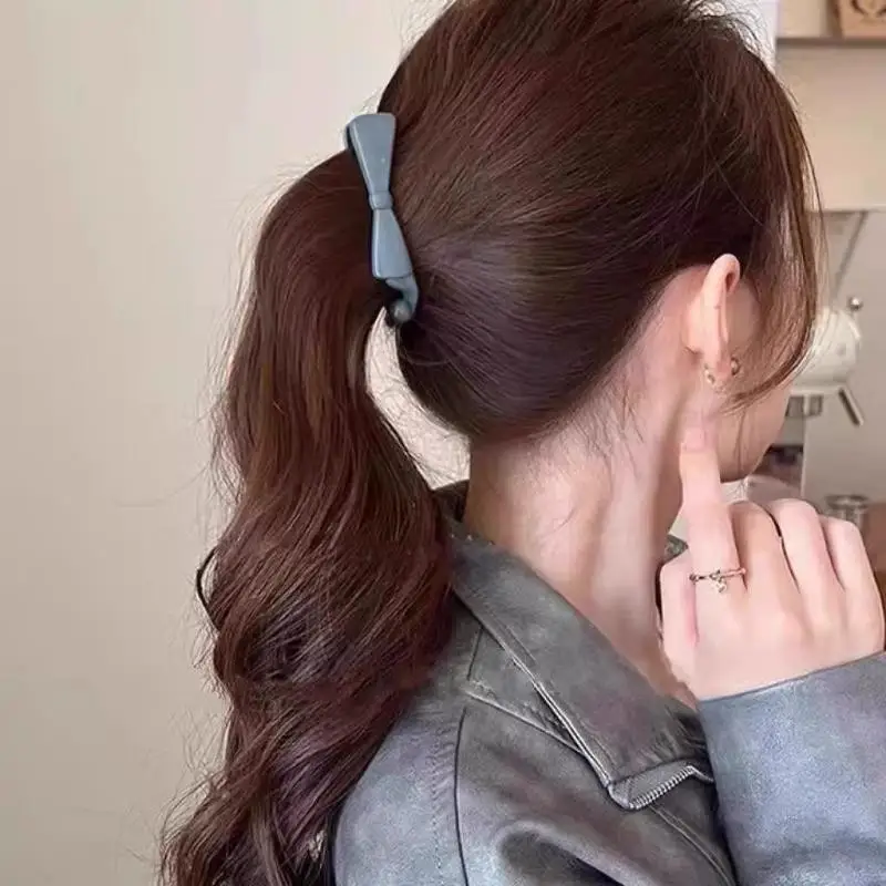 Koreanische Haarspangen im Schleifen-Stil, große Bananen-Haarspangen, glänzend, einfarbig, modische Pferdeschwanz-Haargummis für Damen – Detail 4