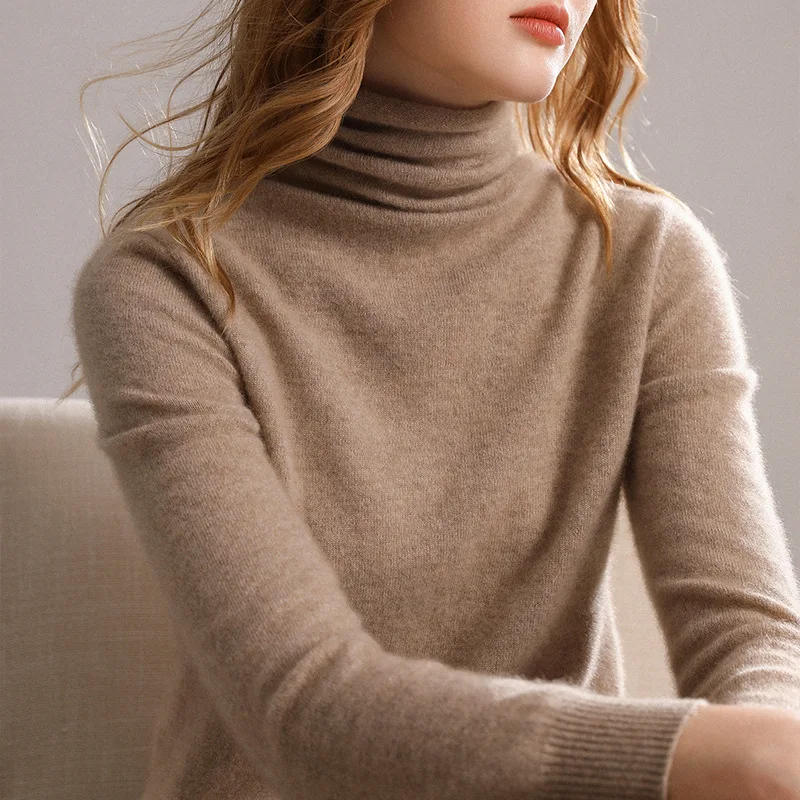 2022 New 100% Cashmere Sweater Women Natural Fabric Soft High Quality Winter Warm Khaki Pullover Lady