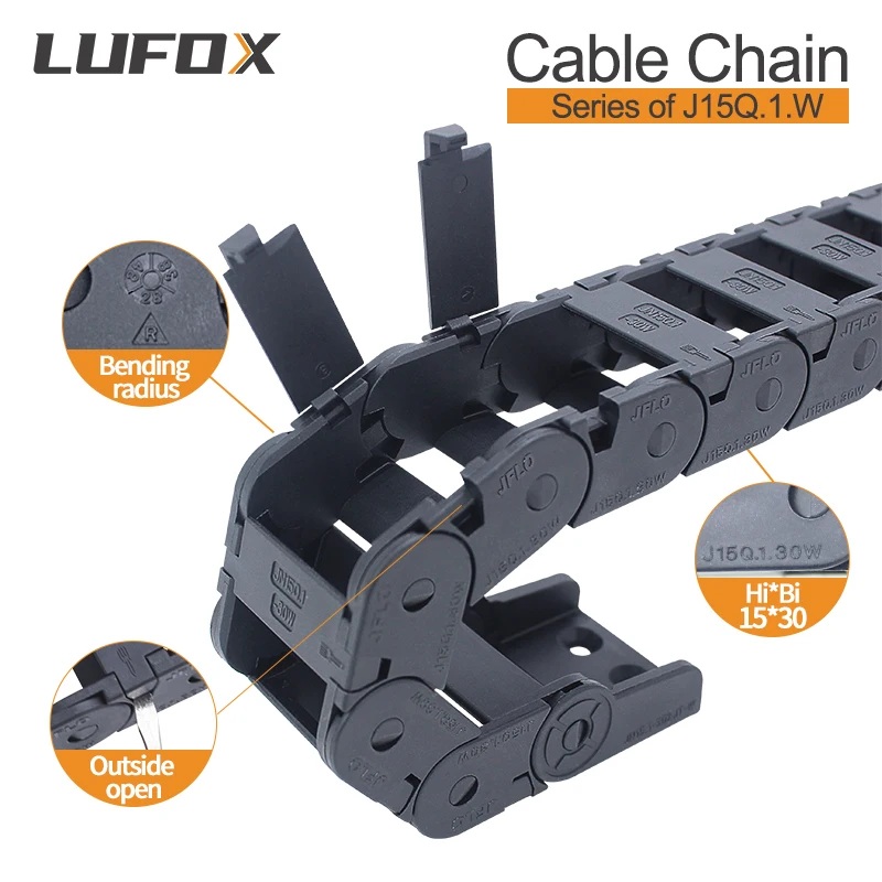 Hight Quality 1meter Cable Drag Chain Bridge type external opening Series of J15Q.1.W 15*15 15*20 15*30 15*40 15*50